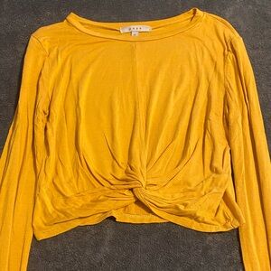Gaze Women's Mustard Twist-Front Long Sleeve Top